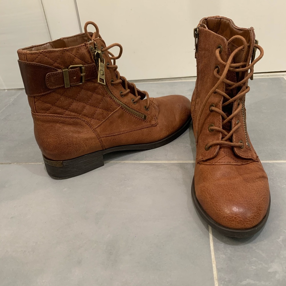 Marc Fisher light brown leather Combat Boots
